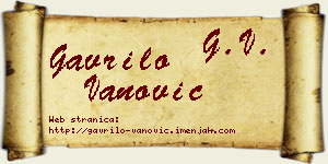 Gavrilo Vanović vizit kartica
